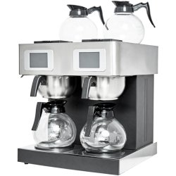 Professionell Kaffebryggare Dubbel Manuell påfyllning eller Fast vattenanslutning Digital 4 kannor 4 värmeplattor Rostfritt stål | Adexa CBD02A1