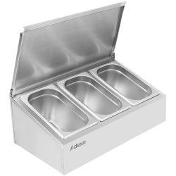 Kantinhållare / Ingrediensränna med lock inklusive 3xGN1/4-100mm kantiner Rostfritt stål | Adexa CHE03AFL