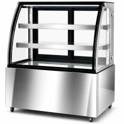 Konditorimonter Böjd front Rostfritt stål med Spegelfinish 900x700x1200mm 2 hyllor LED | Adexa GN900CF2