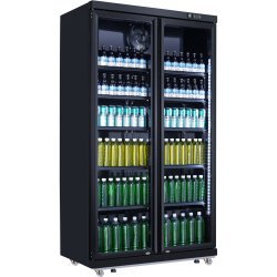 Drickakyl 773 liter 2 glasdörrar Fläktkyla Svart | Adexa LG805ABLACK