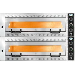 Premium Pizzaugn Dubbel 12x35cm pizzor 16kW Öppningsbar uppåt Rostfri front | Adexa PEF105702SE