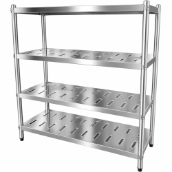 Rostfri Hyllställning Runda ben 4 hyllplan med hål 1500x500x1550mm | Adexa QHRSP1505