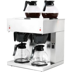Professionell Kaffebryggare Dubbel 2 kannor 4 värmeplattor Rostfritt stål | Adexa RB286X2